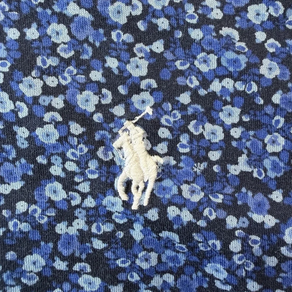 Polo Ralph Lauren Men's Size XL Blue Floral Polo Golf Shirt Classic Fit Cotton